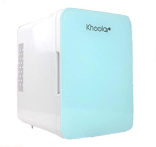 KHOOLA Mini Fridge Thermoelectric Cooler and Warmer AC/DC Powered System – Compact and Portable for Travel, Car, Skincare or Medical Use (Blue)