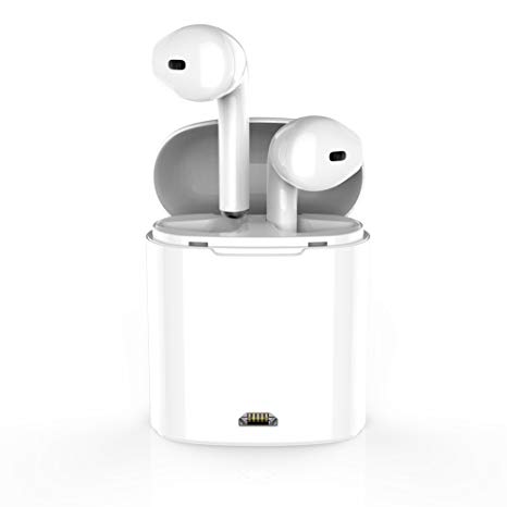 GEJIN Wireless Headphones Bluetooth Earbuds Stereo In-Ear Earpieces Earphones Hands Free Noise Cancelling for AirPods iPhone X 8 8plus 7 7plus 6S Samsung Galaxy S7 S8 IOS Android (White)