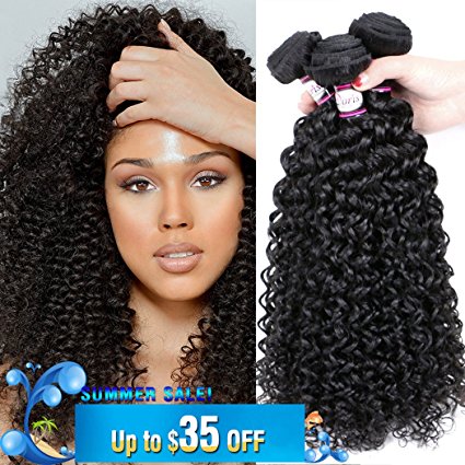 8A Brazilian Virgin Curly Hair 3 Bundles (8 8 8inch ) Remy Hair Extensions Natural Color Brazilian Kinkys Curly Hair Real Human Hair Weave