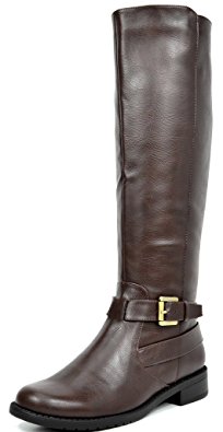 TOETOS Women's Fashion Daily Casual Knee-High Buckle Lady Winter Riding Boots (Wide Calf Available)
