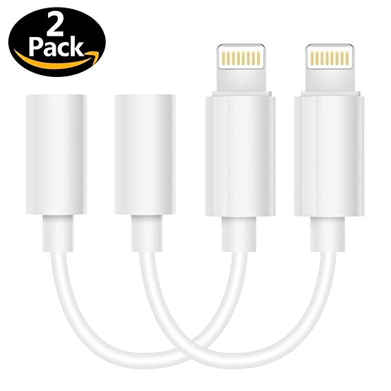 iPhone Headphone adapter, For iPhone 7/7Plus Adapter Headphone Jack, 2 Pack Lightning to 3.5 mm Headphone Jack Adapter for iPhone 7/7 Plus Accessories(iOS 10.3)