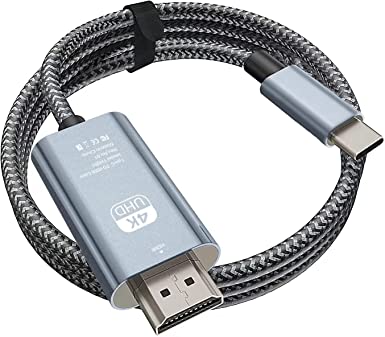 3BAO USB C to HDMI Cable 4K@60Hz 6.6ft, Braided USB Type C to HDMI Cable for Home Office Thunderbolt 4/3 Compatible with MacBook Pro 2021/2020, MacBook Air,iPad Pro 2021, Surface Book 2,Galaxy S23 S22