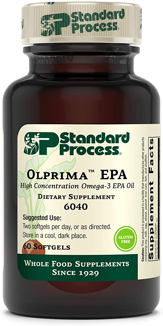 Standard Process Olprima EPA - Whole Food Heart Health and Mood Supplements with Omega 6 and Omega 7, Sardine and Anchovy Fish Oil with Astaxanthin and Rosemary - 60 Softgels