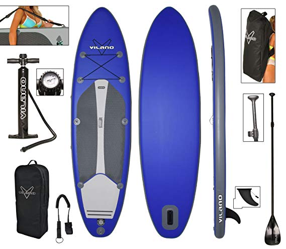 Vilano Navigator 10' 6" Inflatable SUP Stand Up Paddle Board Package