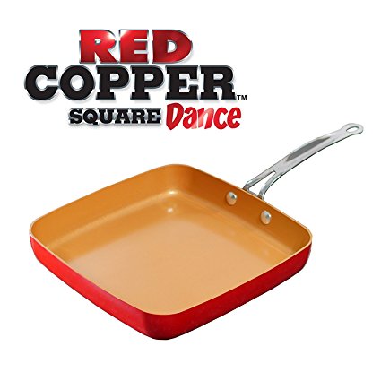 Red Copper Square Dance Non-Stick Ceramic Cookware by BulbHead