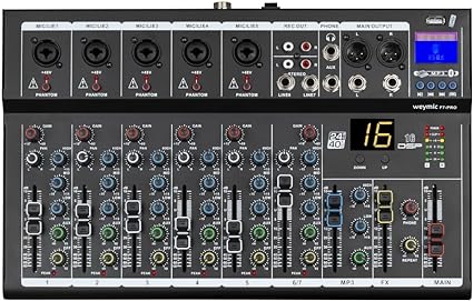 Weymic F7-Pro Professional Mixer | 7-Channel 2-Bus Mixer/w USB Audio Interface for Recording DJ Stage Karaoke Music Application