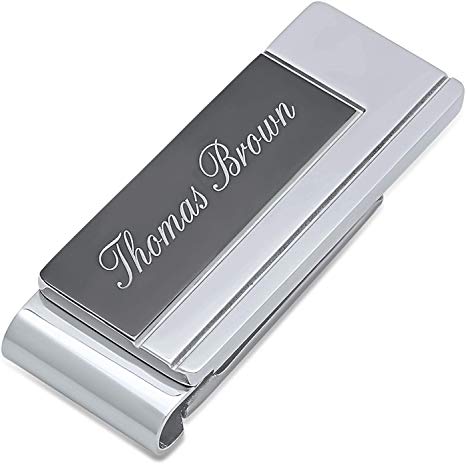 Free Engraving - Quality Stainless Steel Dual Tone Money Clip