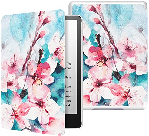 MoKo Case for 6.8" Kindle Paperwhite (11th Generation-2021) and Kindle Paperwhite Signature Edition, Light Shell Cover with Auto Wake/Sleep for Kindle Paperwhite 2021 E-Reader, Peach Blossom