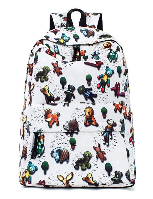 Leaper Cute Animals Backpack School Backpack Daypack Bookbag Satchel Beige