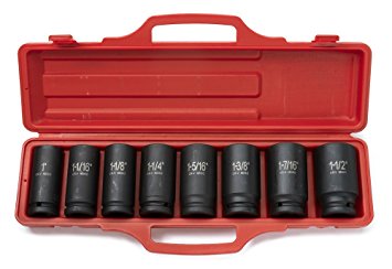 Neiko 02461A 3/4" Drive Deep Impact Socket Set with Carrying Case, 1- 1-1/2" | 8 Piece | CR-V Steel