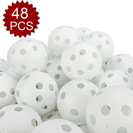 GOGO 48 Pieces Wiffle Practice Golf Balls, 42mm Ball - White