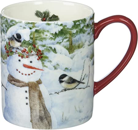 Lang Chickadee Snowman Mug by Jane Shasky, 14 oz, Multicolored