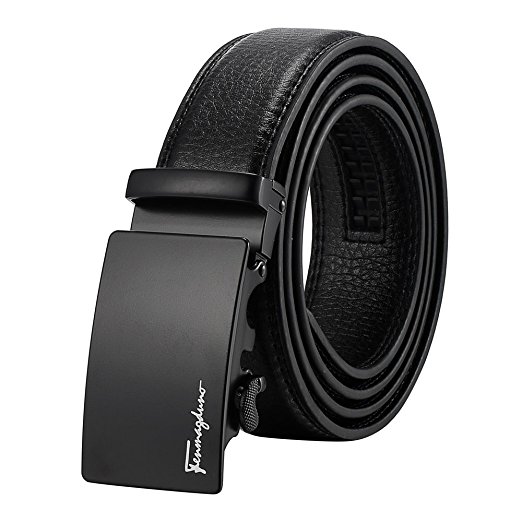 Tiitc Mens Belt Genuine Leather Ratchet Belts for Men Automatic Buckle 1.38‘’ Wide