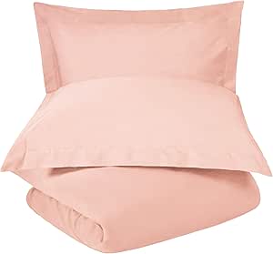 Superior Cotton Percale Duvet Cover Set, Twin, Blush, 2-Pieces