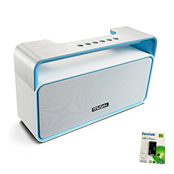 Portable Bluetooth Speaker, with 2x5W Acoustic Drivers, LED Display, Dual Subwoofer, FM Radio, Handsfree Speakerphone, Micro SD Card & USB & AUX-In Slots for Smart Phone, MP3, MP4, iPad, Tablet & More