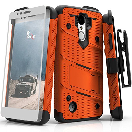 LG Aristo Case, Zizo [Bolt Series] w/ FREE [LG Aristo Screen Protector] Kickstand [12 ft. Military Grade Drop Tested] Holster Belt Clip - LG Fortune