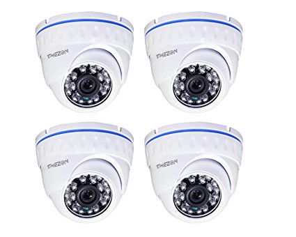 TMEZON 4 Pack 1/2.5" 2.0 Mega Pixel 1080P 1920x1080P HD-IP PoE Power Over Ethernet Full Real Time 30IR Infrared LEDs Weatherproof Outdoor Network ONVIF IP Security Camera IR Cut Day Night Vision