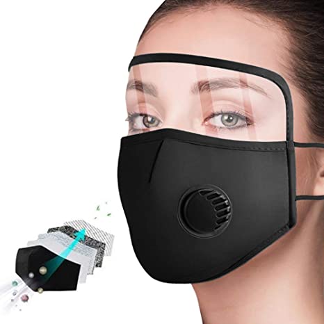 1 Pack Reusable Cotton Comfy Breathable Protective Face Shields with Clear Vision, Adjustable, Lightweight and Anti-Fog For Eye Protection Dust Mouth Cover