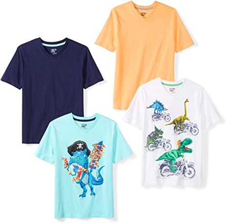 Amazon Brand - Spotted Zebra Boys' Short-Sleeve V-Neck T-Shirts