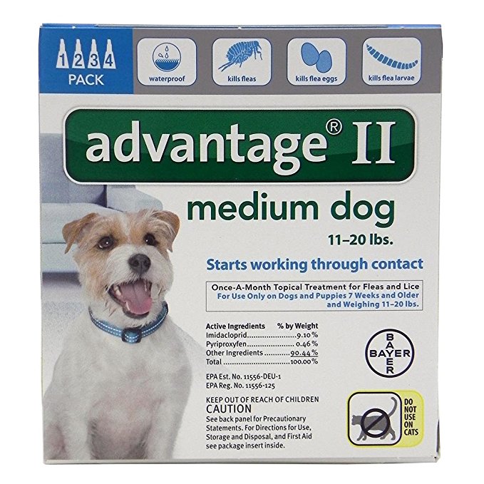 Advantage II for Dogs 11-20 lbs - (4 month supply)