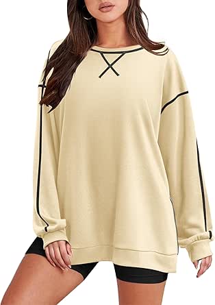 Zeagoo Women's Oversized Sweatshirts Hoodies Long Sleeve Crewneck Side Zipper Pullover Tops 2024 Fall Trendy Clothes