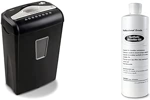 Aurora High-Security 8-Sheet Micro-Cut Paper Credit Card Shredder and 16 Oz Synthetic Shredder Oil Bottle