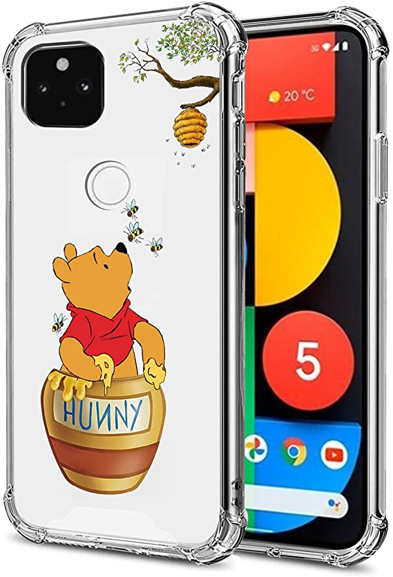 DISNEY COLLECTION Crystal Clear Designed for Google Pixel 4a 5G Case, Winnie The Pooh PC   TPU Ultra-Thin Shockproof Transparent Bumper Protective Cover Case for Google Pixel 4a 5G 5.8 Inch 2020