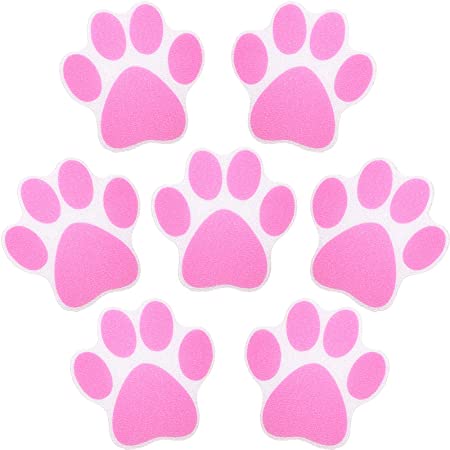 20 Pieces Non-slip Bathtub Stickers Adhesive Paw Print Bath Treads Non Slip Traction to Tubs Bathtub Stickers Adhesive Decals Anti-slip Appliques for Bath Tub Showers, Pools, Boats, Stairs (Pink)