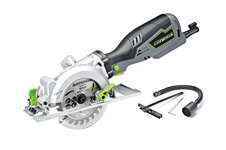 Genesis GCS545C 5.8 Amp 120 Volt 4-1/2 in. Control Grip Compact Circular Saw with Vacuum Adapter, Blade Wrench, and 24T Carbide Tipped Blade