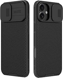 Mangix for iPhone 16 Case with Camera Cover,Slim Fit Thin Polycarbonate Protective Shockproof Cover with Slide Camera Cover, Upgraded Case for Phone 16 Black