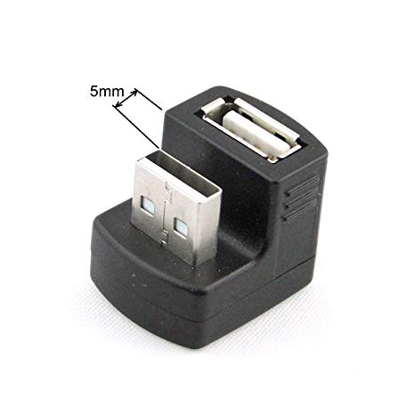 New Right Angled USB 2.0 Adapter A Male to Female Extension 90 180 Degree Black
