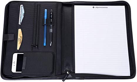 Alpine Swiss Zippered Writing Pad Business Organizer Portfolio with Tablet Sleeve Left & Right Handed