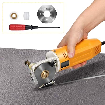 2" Round Knife Cloth & Fabric Cutting Machine 70mm Cloth Cutting Machine Electric Rotary Fabric Cutter Mini Electric Cloth Cutte Handheld Portable Electric Fabric Cutter Scissors for Clothing, Shoes