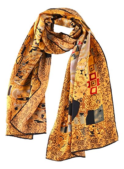YangtzeStore Women's 100% Luxurious Long Silk Scarf Classic Art Collection