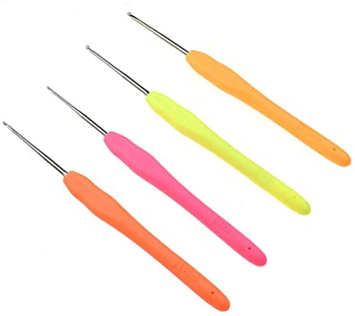 Katech 4 Pieces of Crochet Hooks Different Sizes (1.0-1.75 mm) Multicolor Handle Lace Crochet Hooks Kit Ergonomic Smooth Knitting Needles DIY Hand Craft Yarn Weave Tool for Fine Work, Lace Knitting