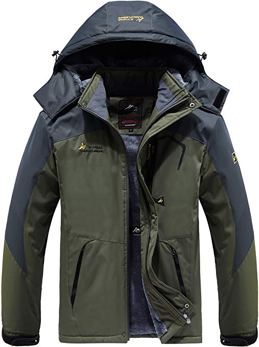 Vcansion Men's Waterproof Mountain Jacket Fleece Outerwear Windproof Ski Jacket Snow Jacket Raincoat
