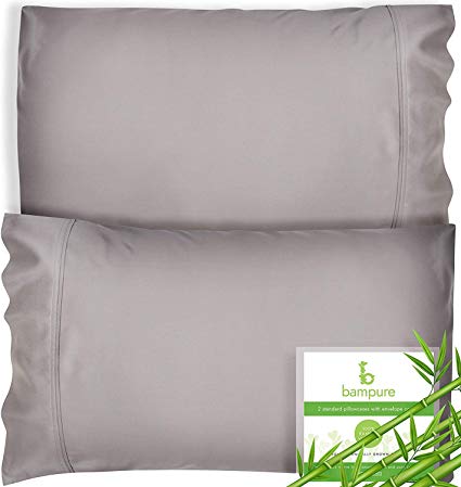 Bamboo Pillowcase Queen Bamboo Pillow Case Queen Size (20x30) - 100% Organic Bamboo Large Pillow Cases Cooling Pillowcase Cooling Pillow Cases Queen Cool Pillow Cases Set of 2 Pillowcases Stone Gray
