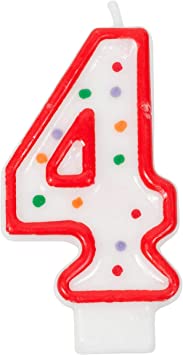 Jacent Polka Dot Number Birthday Candle Cake Topper - #4 Candle