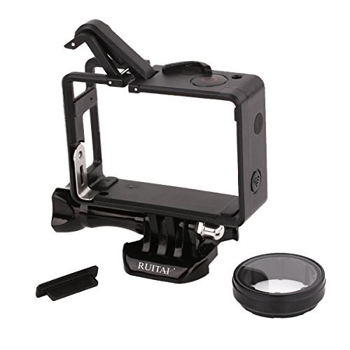 RUITAI&trade New Protective Fixed Frame Mount Housing for GoPro Hero 4 3 3 Cameras with Lens Glass Protector, GoPro Accessories Camera Frame Mount Case with Bulckle Mount   Thumbscrw   Dustproof Cap Plug