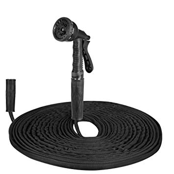 50 FT Garden Hose, Flexible Water Hose, Lightweight Garden Hose with PVC Inner Tube and 8 Patterns Spray Nozzle for Home, Heavy Duty Commercial Use