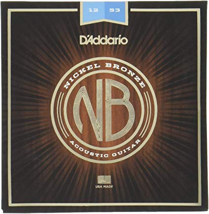 D'Addario NB1253 Nickel Bronze Acoustic Guitar Strings, Light