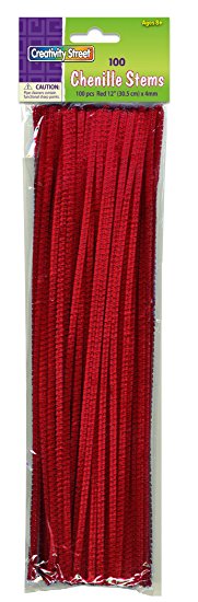 Creativity Street Stetems/Pipe Cleaners 12" X 4mm 100-Piece, Red