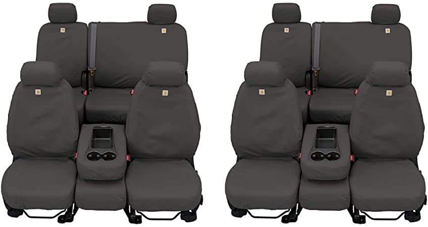 Covercraft Carhartt SeatSaver Custom Seat Covers Bundle | 1st Row SSC2509CAGY & 2nd Row SSC8452CAGY | Compatible with Select Toyota Tacoma Models, Gravel