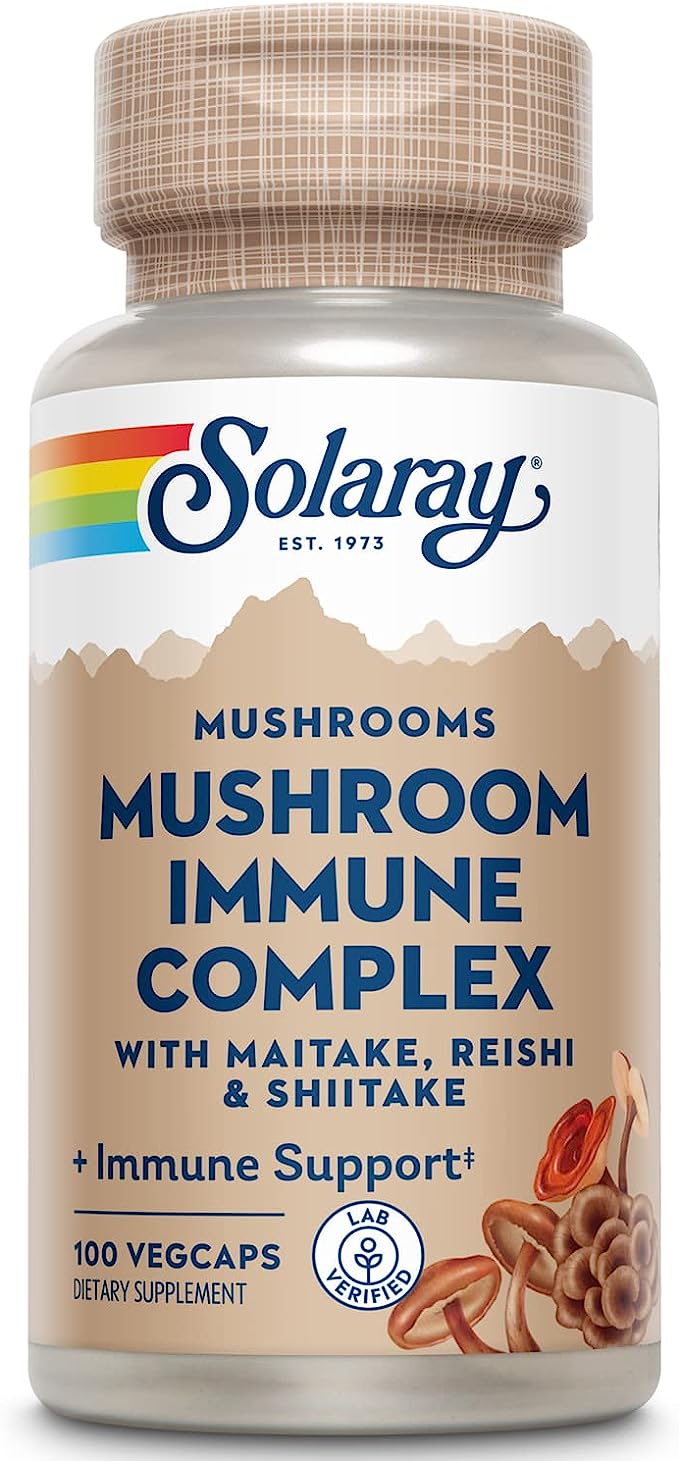 SOLARAY Fermented Mushroom Immune Complex 600 mg | Healthy Immune Function Support | 100 VegCaps, 100 Serv.