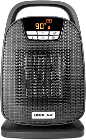 OPOLAR Ceramic Space Heater, Indoor Oscillating Digital Personal Heater, Over-Heat and Tilt Protection, Carrying Handle, 1500/750 Watt, Shut Off and Turn on Timer, Quiet Operation for Home, Office