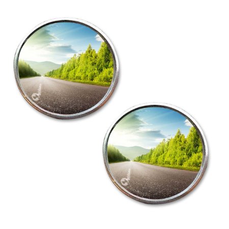 Zone Tech Rearview Blind Sport Mirrors - 2-Pack Premium Quality 2 Inch Stick-On Aluminum Border Thin Car Blind Sport Mirrors