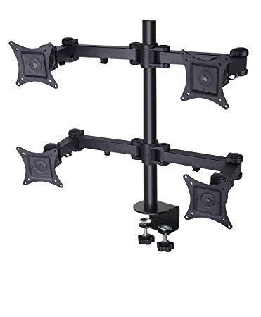 MDM12Q Quad Monitor Arm Stand w/Desk Mount Clamp & Grommet, Heavy-duty for 19"-27" LCD up to 10Kg