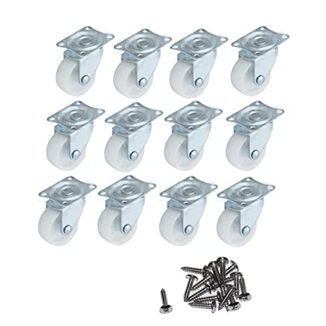 Gizhome 1" Caster Wheels Single Wheel Swivel Casters with Rubber Base Ball Bearing Trolley Wheels (Pack of 12)