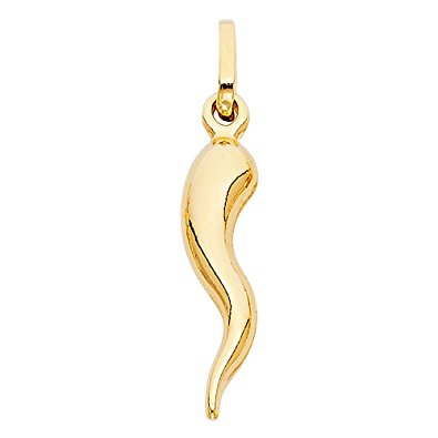 14k Yellow Gold Cornicello Italian Horn Charm Pendant - 4 Differnet Size Available