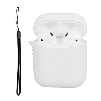Ewolee AirPods Case Protective Silicone Shock Proof Skin for Apple AirPods True Wireless Headphone Charging Box(White)